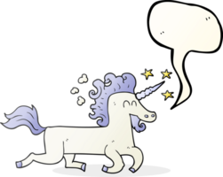 mano disegnato discorso bolla cartone animato unicorno png