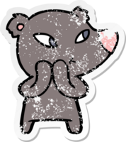 distressed sticker of a cute cartoon bear png
