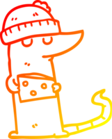 caloroso gradiente linha desenhando do uma desenho animado rato ladrao com queijo png