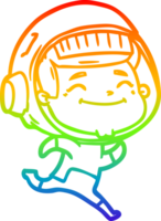 rainbow gradient line drawing of a happy cartoon astronaut png