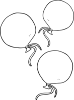 hand drawn black and white cartoon balloons png