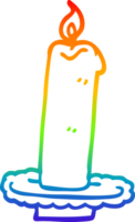 rainbow gradient line drawing of a cartoon burning halloween candle png