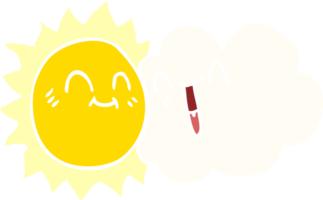 cartoon doodle happy sunshine and cloud png