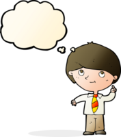 cartoon boy with idea with thought bubble png