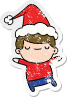 main tiré Noël affligé autocollant dessin animé de kawaii garçon png
