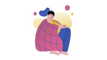 Illustration von ein Frau eingewickelt im ein Decke video