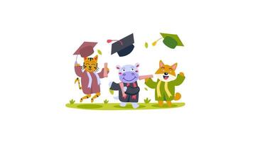 three animals in graduation caps and gowns video