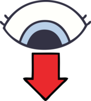 cute cartoon of a eye pointing down png