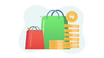 shopping bags and coins with dollar sign video