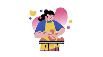 un' donna è cucinando un' tacchino su un' griglia video