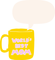 worlds best mom mug with speech bubble in retro style png