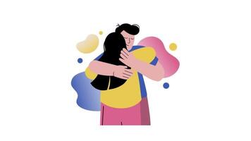 un' uomo abbracciare un' donna nel un' colorato sfondo video