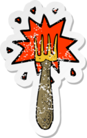 retro distressed sticker of a cartoon fork png