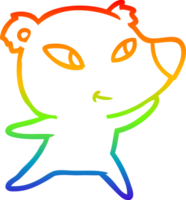 rainbow gradient line drawing of a cute cartoon bear png