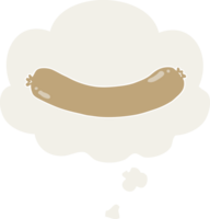 cartoon sausage with thought bubble in retro style png