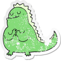 pegatina angustiada de un dinosaurio de dibujos animados png