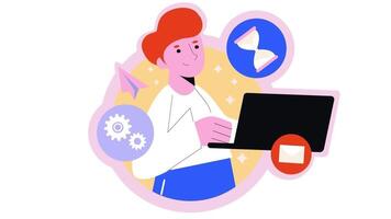 un' uomo è Lavorando su un' il computer portatile computer video