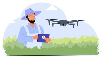 a farmer is using a drone to check the crop video