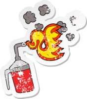 retro distressed sticker of a cartoon blow torch png