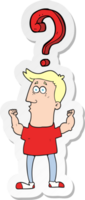 sticker of a cartoon man with question png