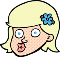 comic book style cartoon face of a girl png