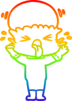 rainbow gradient line drawing of a weird cartoon alien png