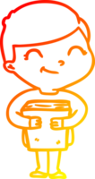 warm helling lijn tekening van een tekenfilm jongen glimlachen png