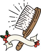 scroll banner with tattoo style hairbrush png