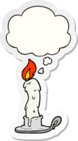 cartoon candle with thought bubble as a printed sticker png