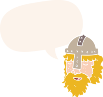 cartoon viking face with speech bubble in retro style png