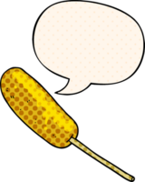 cartoon hotdog on a stick with speech bubble in comic book style png