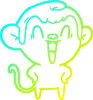 cold gradient line drawing of a cartoon laughing monkey png