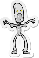 autocollant rétro en détresse d'un robot drôle de dessin animé png