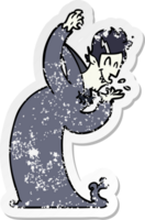 distressed sticker of a cartoon vampire png