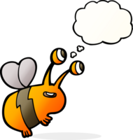 cartoon happy bee with thought bubble png