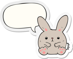 dibujos animados Conejo con habla burbuja pegatina png