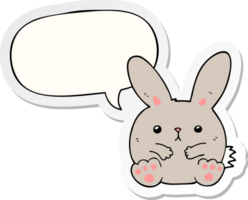 dessin animé lapin avec discours bulle autocollant png