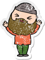 distressed sticker of a cartoon man with beard png