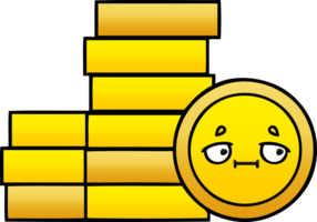 gradient shaded cartoon of a coins png