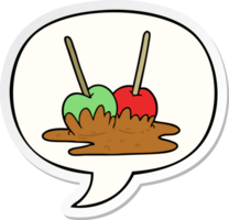 cartoon toffee apples with speech bubble sticker png