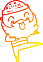 warm gradient line drawing of a man with beard sticking out tongue png