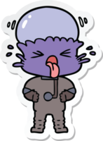 sticker of a disgusted cartoon alien png