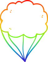 rainbow gradient line drawing of a cartoon cloud symbol png