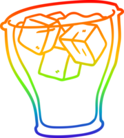 rainbow gradient line drawing of a glass of cola with ice png