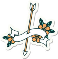 tattoo style sticker with banner of an arrow png