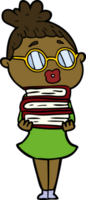 cartoon librarian woman wearing spectacles png