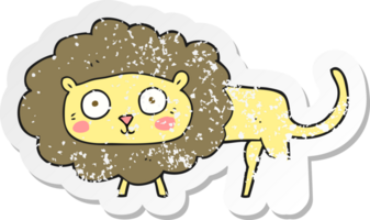 autocollant rétro en détresse d'un lion de dessin animé png