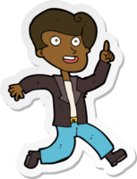 sticker of a cartoon man with great idea png