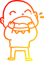 warm gradient line drawing of a cartoon shouting bald man png