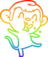 rainbow gradient line drawing of a crazy cartoon monkey png